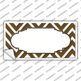 Brown White Chevron Center Scallop Novelty Sticker Decal