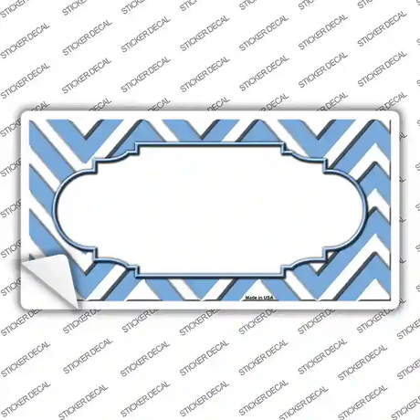 Light Blue White Chevron Center Scallop Novelty Sticker Decal