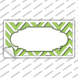Lime Green White Chevron Center Scallop Novelty Sticker Decal