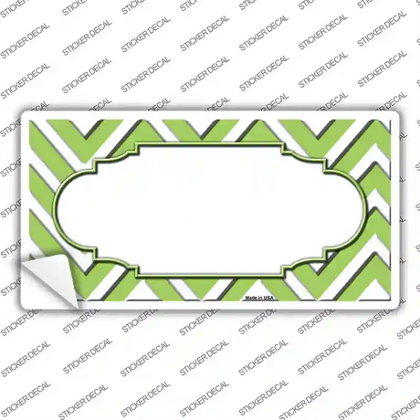 Lime Green White Chevron Center Scallop Novelty Sticker Decal