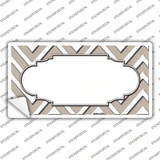 Tan White Chevron Center Scallop Novelty Sticker Decal