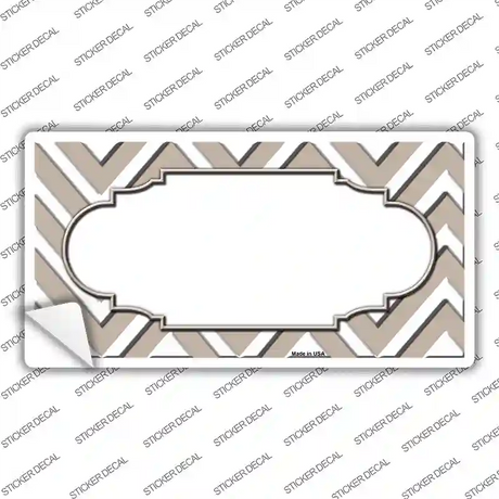Tan White Chevron Center Scallop Novelty Sticker Decal