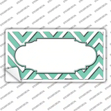 Mint White Chevron Center Scallop Novelty Sticker Decal