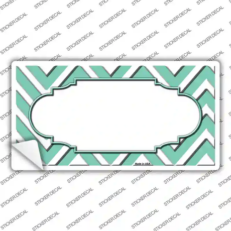 Mint White Chevron Center Scallop Novelty Sticker Decal