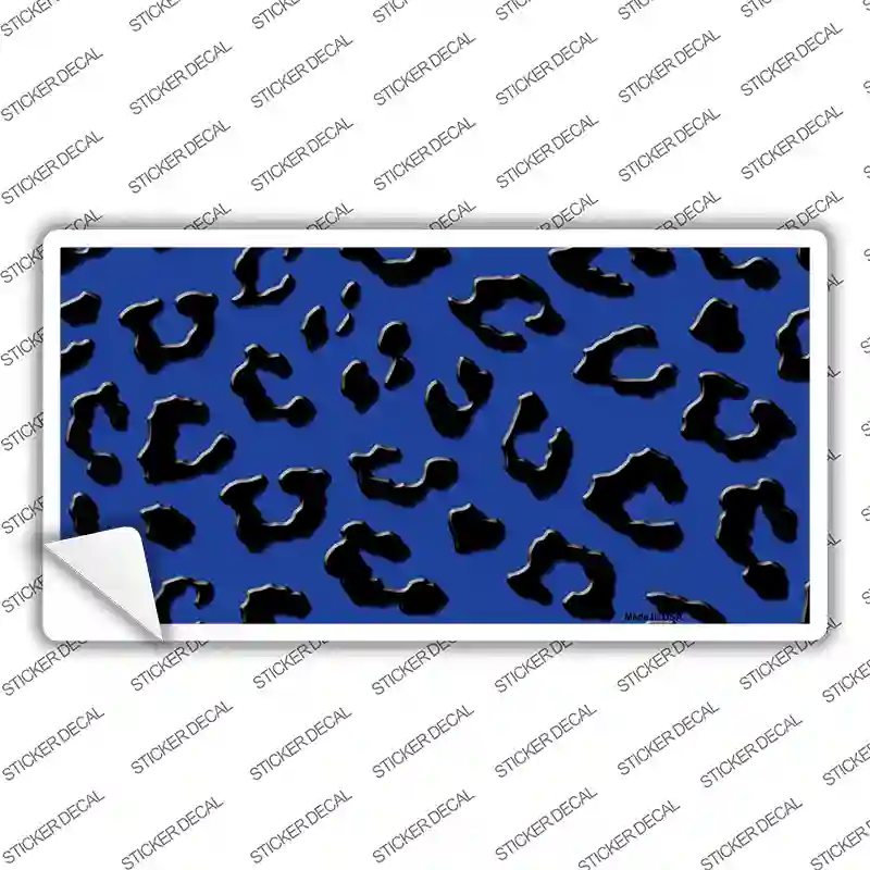 Blue Black Cheetah Novelty Sticker Decal