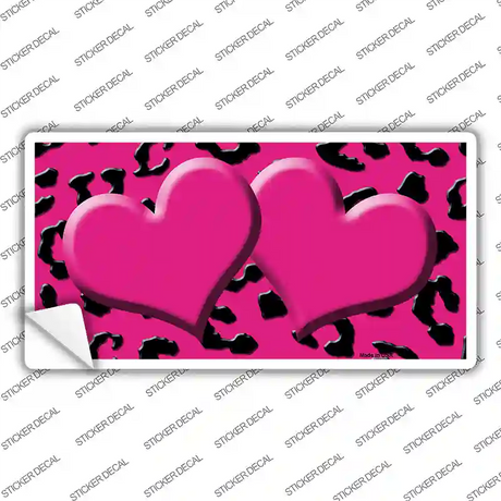 Pink Black Cheetah Pink Center Hearts Novelty Sticker Decal