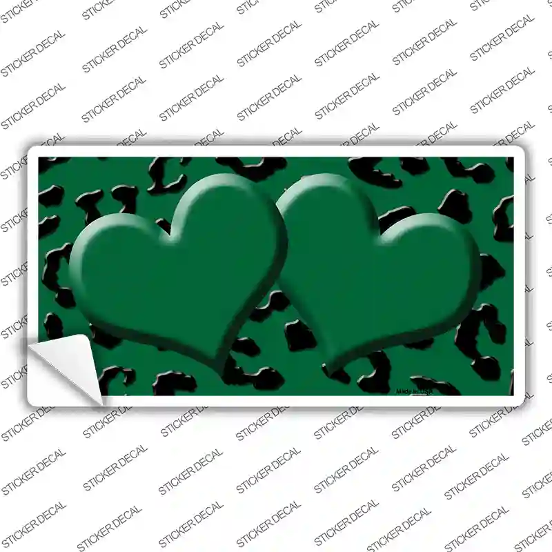 Green Black Cheetah Green Center Hearts Novelty Sticker Decal