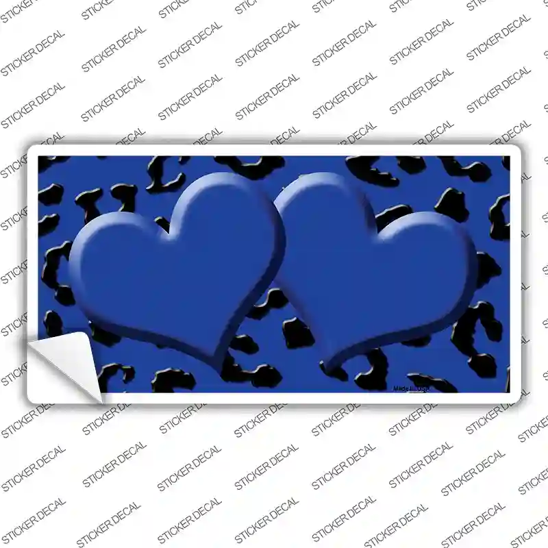 Blue Black Cheetah Blue Center Hearts Novelty Sticker Decal
