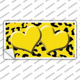 Yellow Black Cheetah Yellow Center Hearts Novelty Sticker Decal