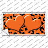Orange Black Cheetah Orange Center Hearts Novelty Sticker Decal
