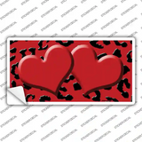 Red Black Cheetah Red Center Hearts Novelty Sticker Decal