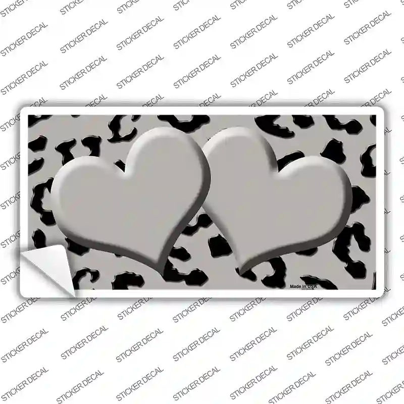 Grey Black Cheetah Gray Center Hearts Novelty Sticker Decal