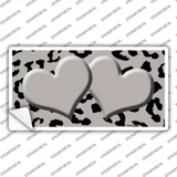 Grey Black Cheetah Gray Center Hearts Novelty Sticker Decal