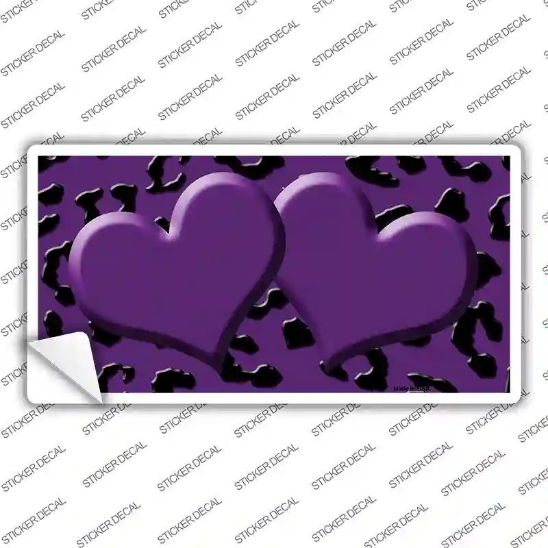 Purple Black Cheetah Purple Center Hearts Novelty Sticker Decal