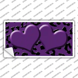 Purple Black Cheetah Purple Center Hearts Novelty Sticker Decal