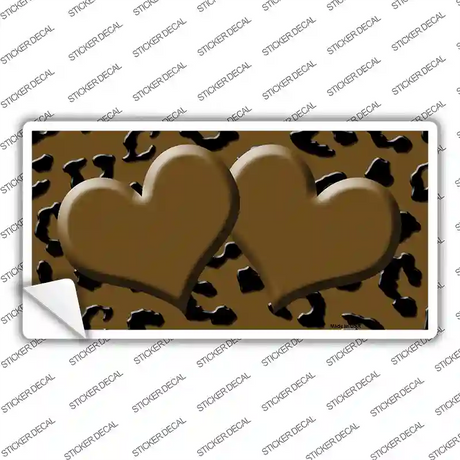 Brown Black Cheetah Brown Center Hearts Novelty Sticker Decal