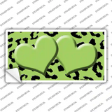 Lime Green Black Cheetah Lime Green Center Hearts Novelty Sticker Decal