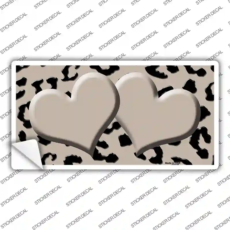 Tan Black Cheetah Tan Center Hearts Novelty Sticker Decal