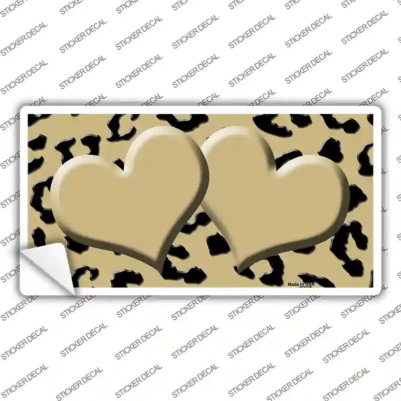 Gold Black Cheetah Gold Center Hearts Novelty Sticker Decal