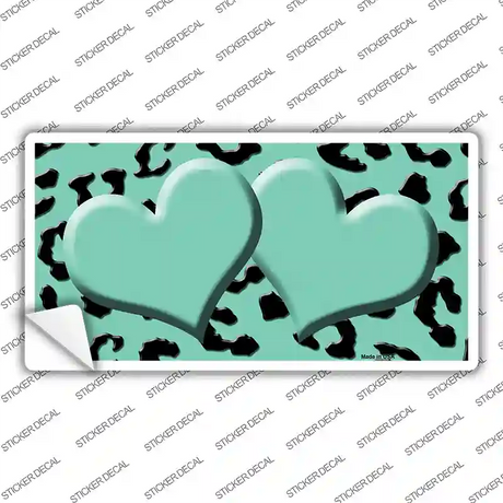Mint Black Cheetah Mint Center Hearts Novelty Sticker Decal