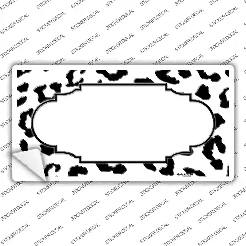 White Black Cheetah Scallop Novelty Sticker Decal
