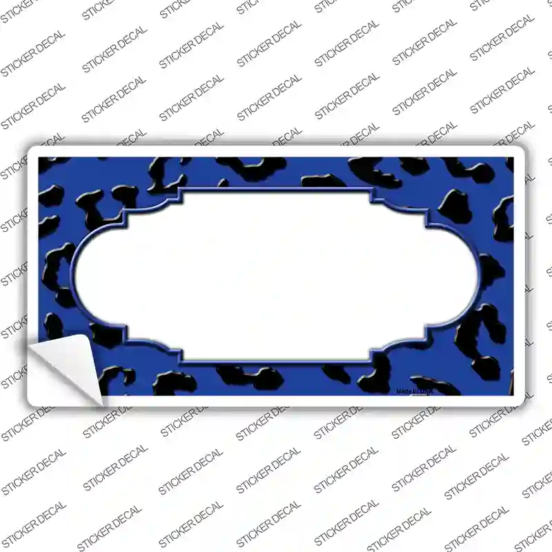 Blue Black Cheetah Scallop Novelty Sticker Decal