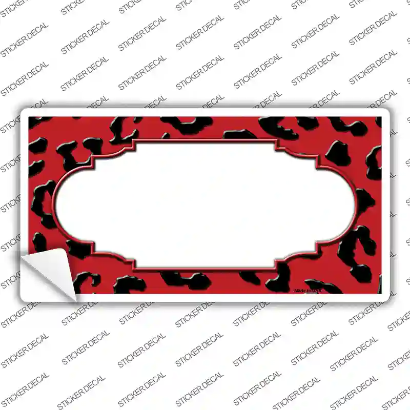 Red Black Cheetah Scallop Novelty Sticker Decal