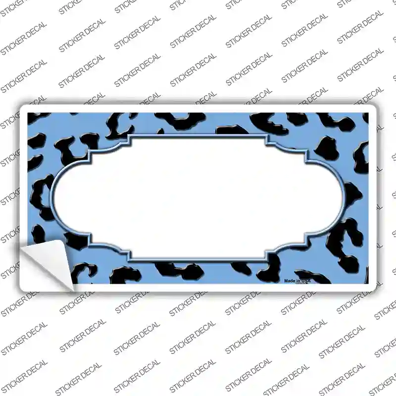 Light Blue Black Cheetah Scallop Novelty Sticker Decal