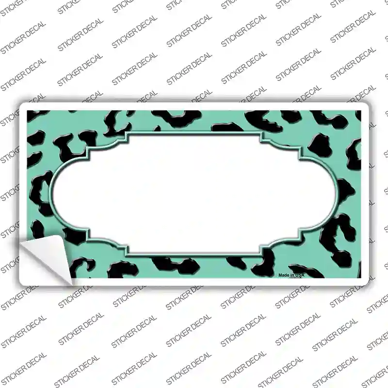 Mint Black Cheetah Scallop Novelty Sticker Decal