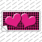 Pink Black Houndstooth Pink Center Hearts Novelty Sticker Decal