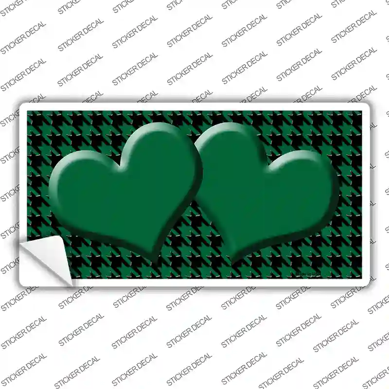 Green Black Houndstooth Green Center Hearts Novelty Sticker Decal