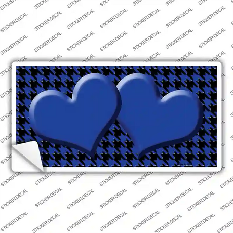 Blue Black Houndstooth Blue Center Hearts Novelty Sticker Decal