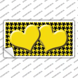 Yellow Black Houndstooth Yellow Center Hearts Novelty Sticker Decal