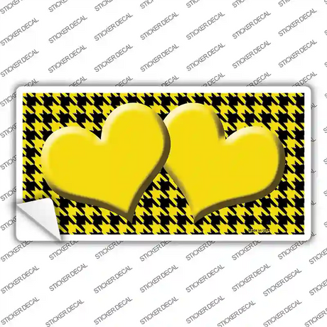 Yellow Black Houndstooth Yellow Center Hearts Novelty Sticker Decal