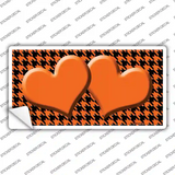 Orange Black Houndstooth Orange Center Hearts Novelty Sticker Decal