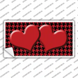 Red Black Houndstooth Red Center Hearts Novelty Sticker Decal