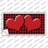 Red Black Houndstooth Red Center Hearts Novelty Sticker Decal