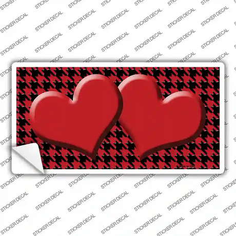 Red Black Houndstooth Red Center Hearts Novelty Sticker Decal