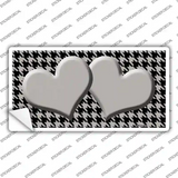 Grey Black Houndstooth Grey Center Hearts Novelty Sticker Decal