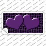 Purple Black Houndstooth Purple Center Hearts Novelty Sticker Decal