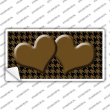 Brown Black Houndstooth Brown Center Hearts Novelty Sticker Decal
