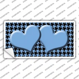 Light Blue Black Houndstooth Light Blue Center Hearts Novelty Sticker Decal