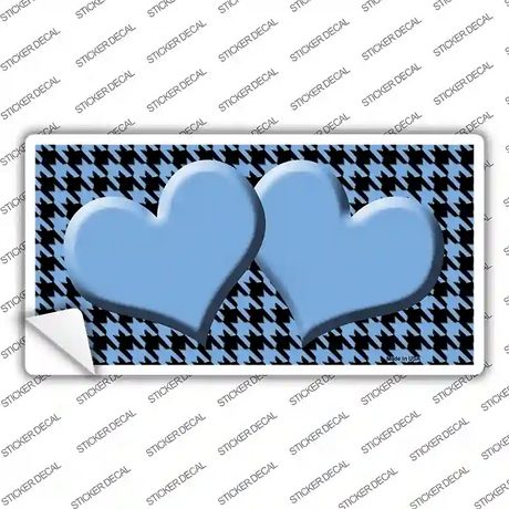 Light Blue Black Houndstooth Light Blue Center Hearts Novelty Sticker Decal
