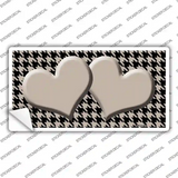 Tan Black Houndstooth Tan Center Hearts Novelty Sticker Decal