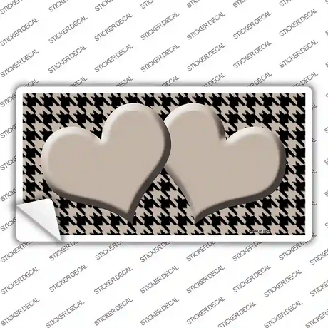 Tan Black Houndstooth Tan Center Hearts Novelty Sticker Decal