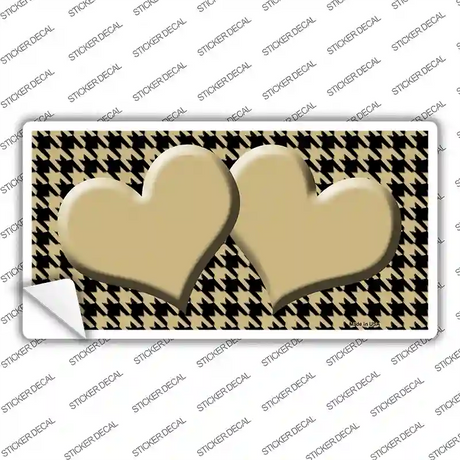Gold Black Houndstooth Gold Center Hearts Novelty Sticker Decal