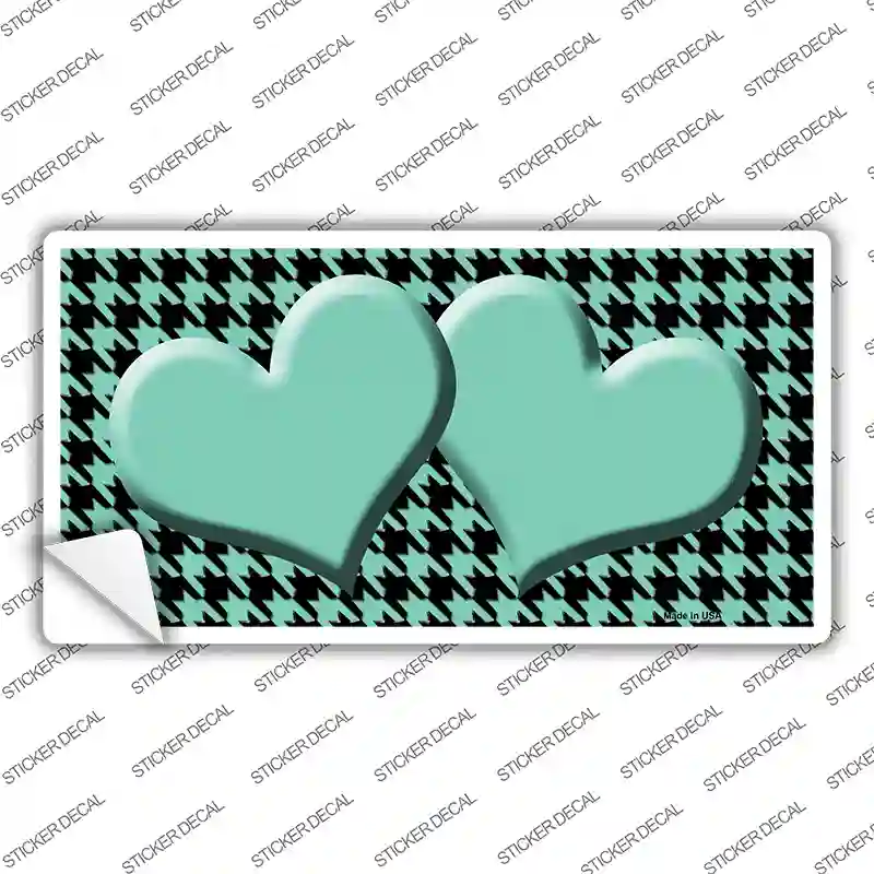 Mint Black Houndstooth Mint Center Hearts Novelty Sticker Decal