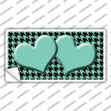 Mint Black Houndstooth Mint Center Hearts Novelty Sticker Decal
