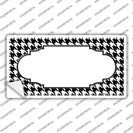 White Black Houndstooth Scallop Center Novelty Sticker Decal