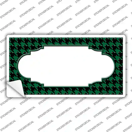Green Black Houndstooth Scallop Center Novelty Sticker Decal